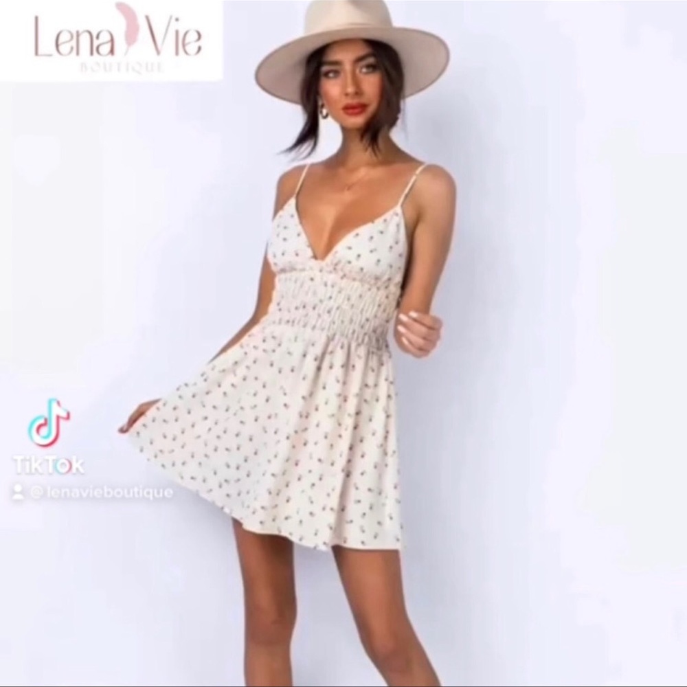 Rosie Summer Mini Dress, Lux Lined Mini In Petal Print, Fit & Flare Flowy Dress